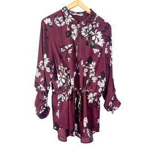 Ricki’s Burgundy Floral Zip-Front Tunic Top (14)